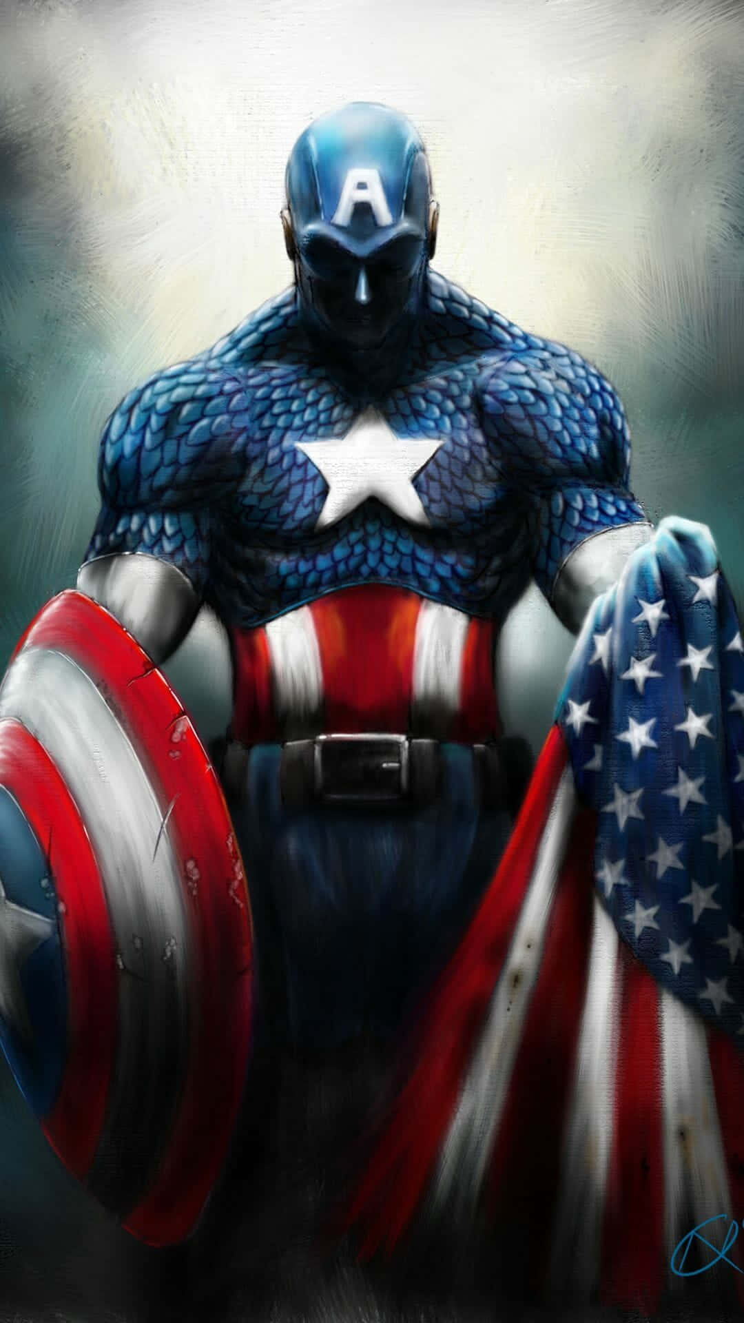 Androidsmartphone Mit Captain America Design Wallpaper