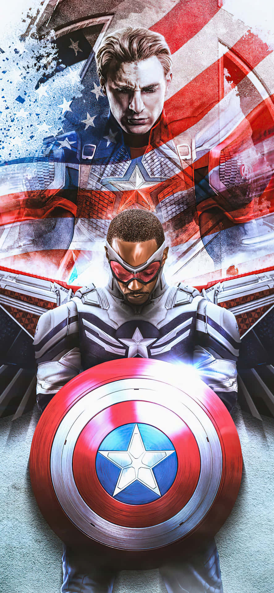 Super Helten Captain America forvandler sig til Android. Wallpaper