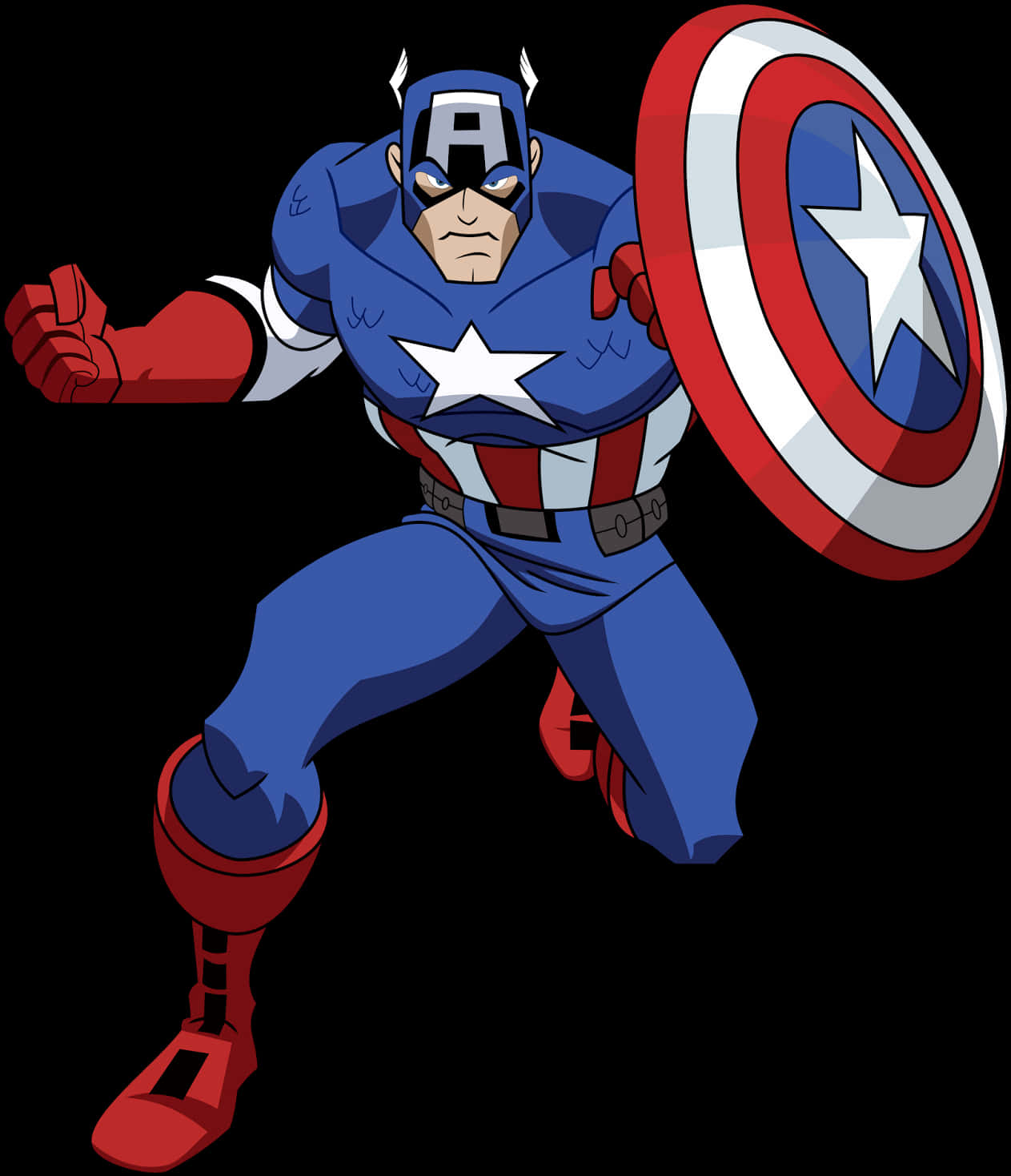 Captain America Animated Action Pose PNG