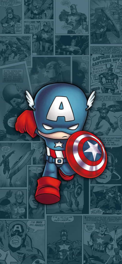 Illustrazionedi Sfondo Di Chibi Captain America