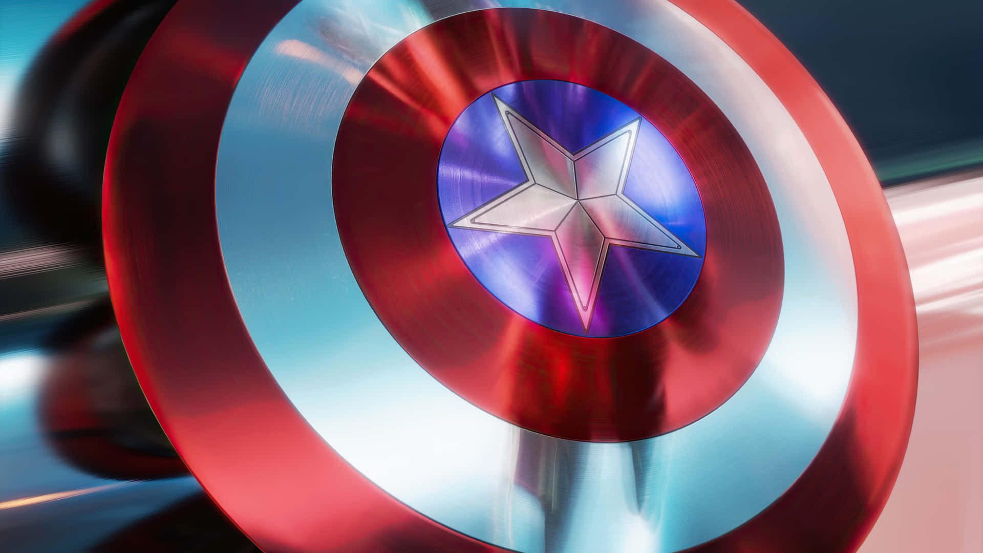 Glossy Captain America Shield Landscape Background