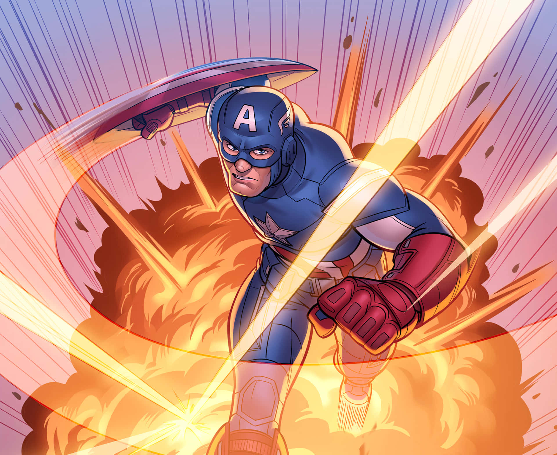 Marvelserietidningen Kapten Amerika Animerat Fanart-bakgrund.