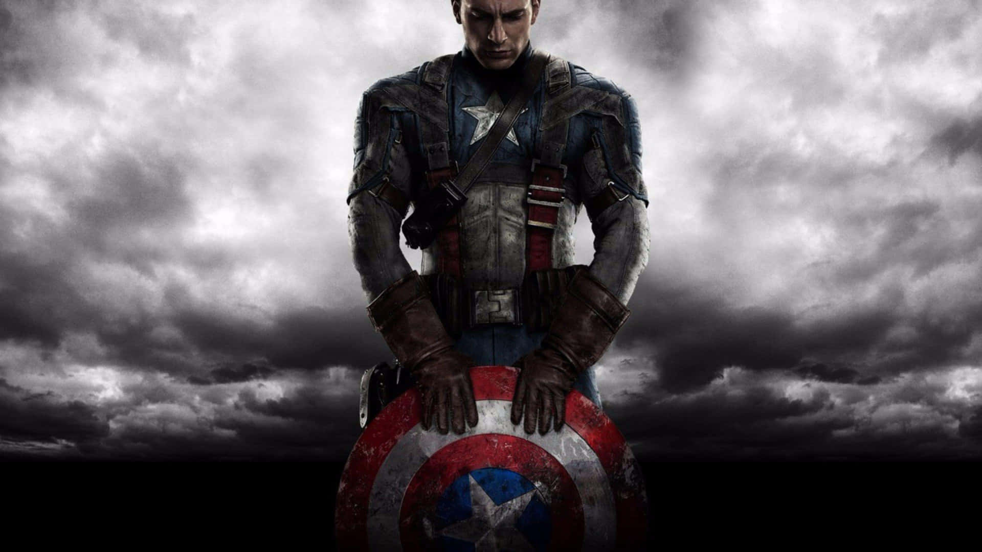 Captain America Brooding Under Stormy Skies Wallpaper