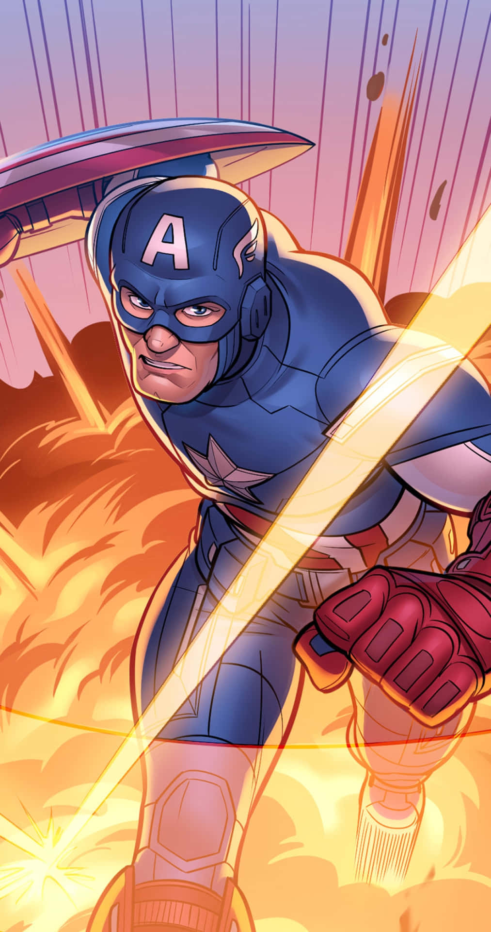 Captain America Charging Forward Illustration Wallpaper