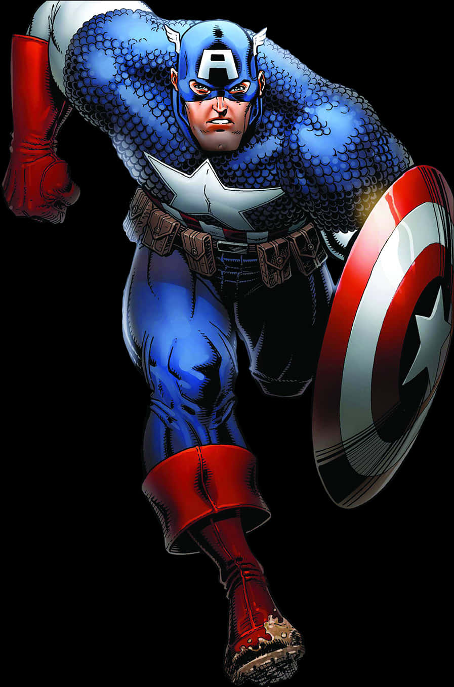 Captain America Charging With Shield PNG