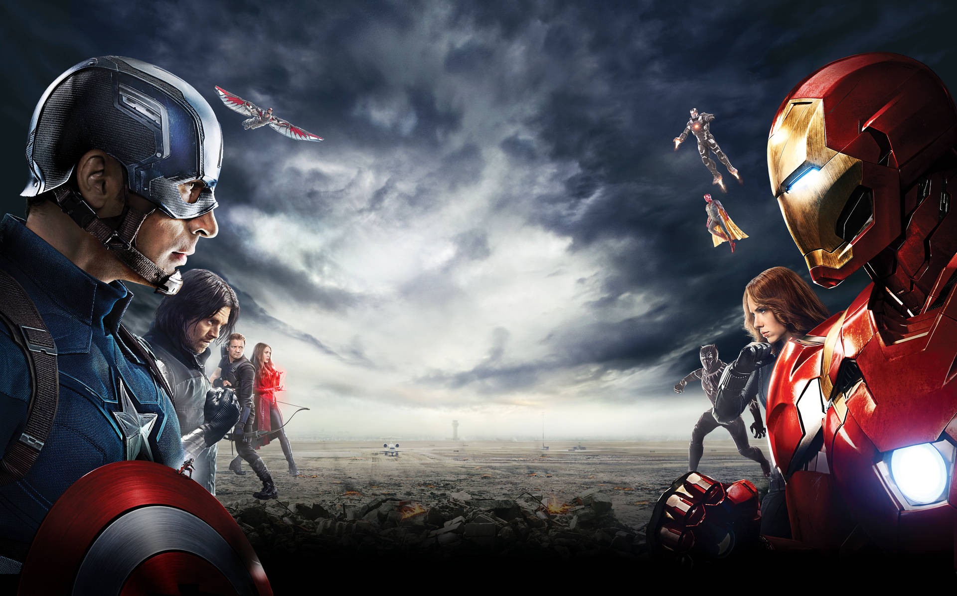 Captain America Civil War Poster With Dark Clouds Background
