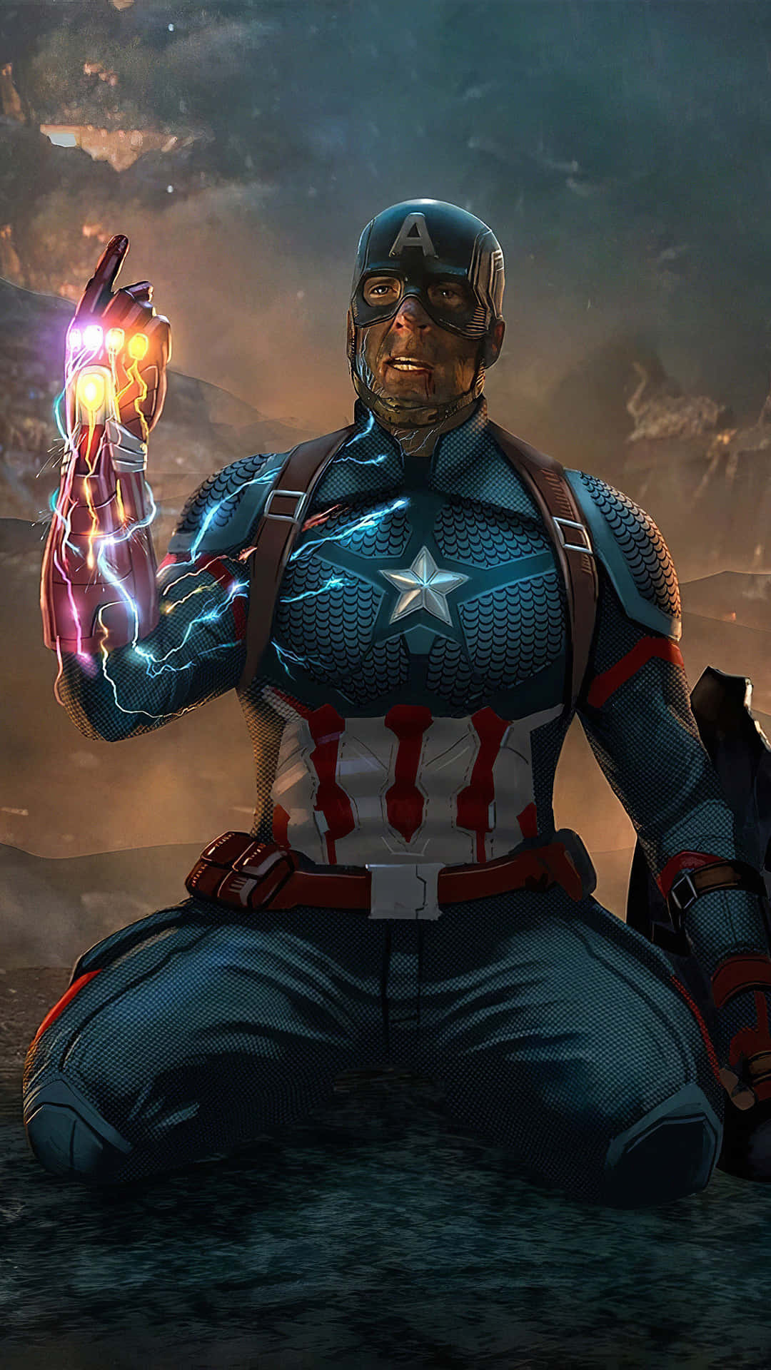 Enintensiv Närbild Av Captain America. Wallpaper