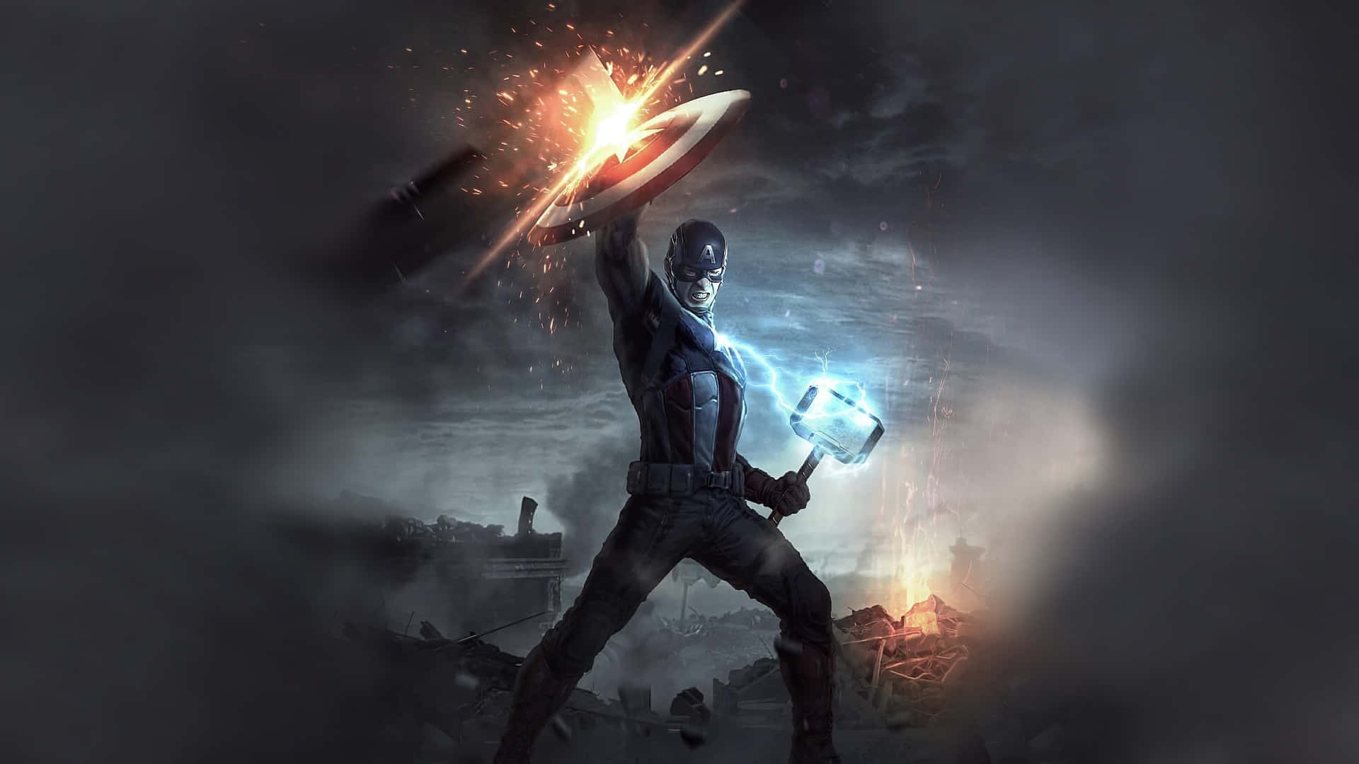 Esperienzail Potere Da Supereroe Dello Scudo Di Captain America Sul Tuo Desktop. Sfondo