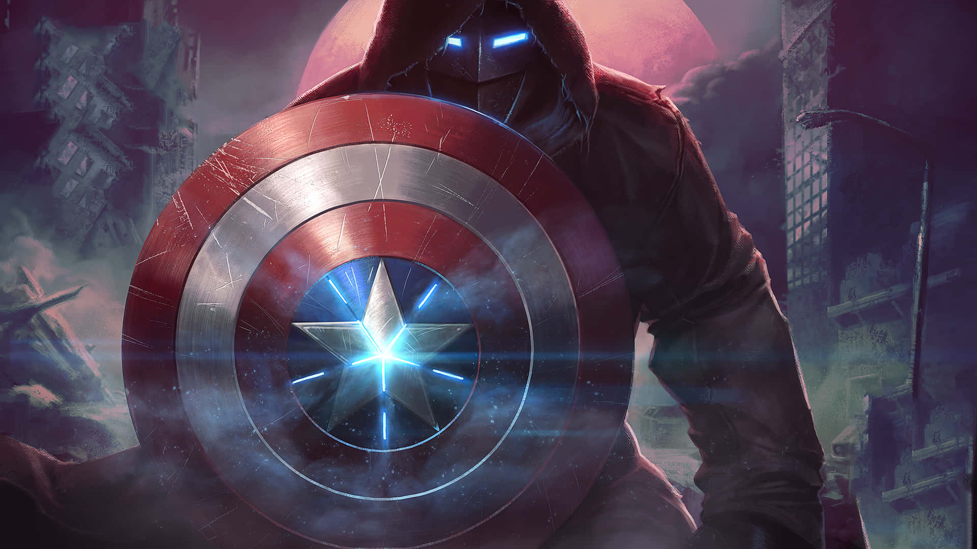 Captain America Desktop Ironman Holding Shield Wallpaper