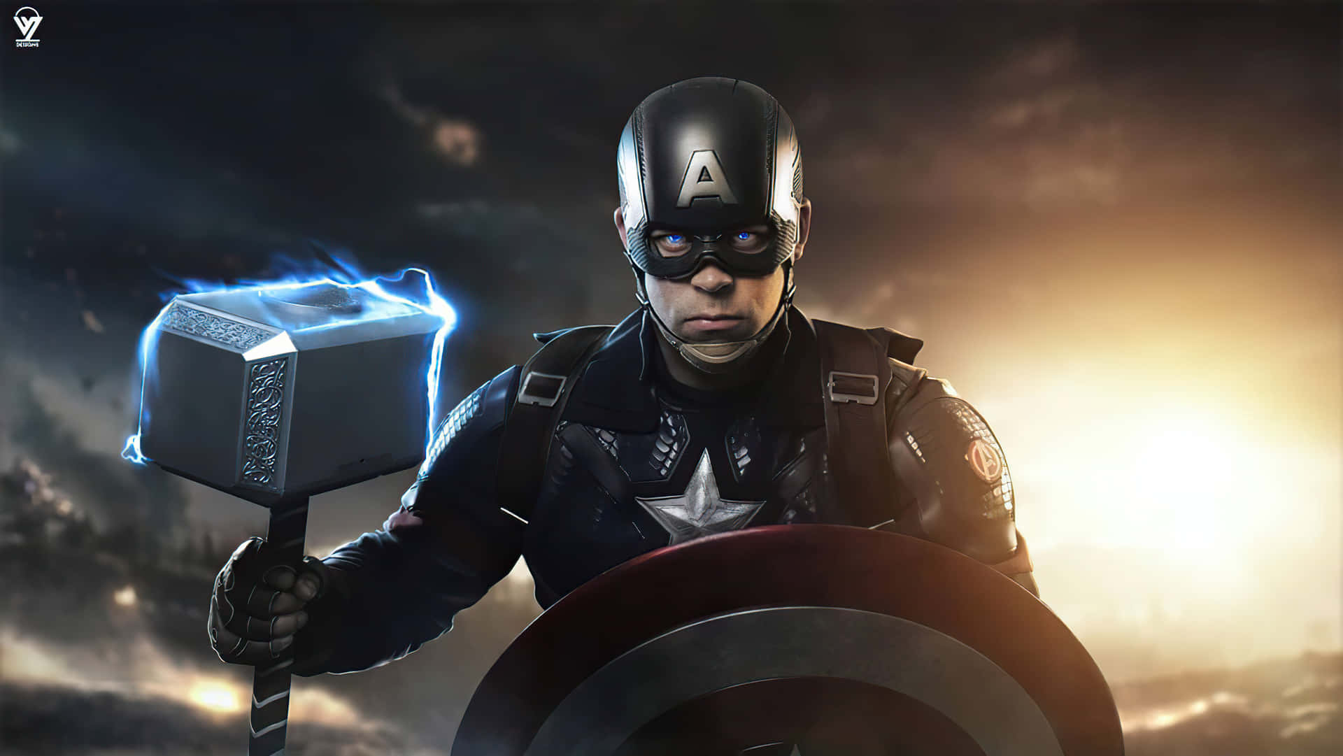 Släpploss Din Patriotiska Sida | Upplev Styrkan Hos Captain America Wallpaper