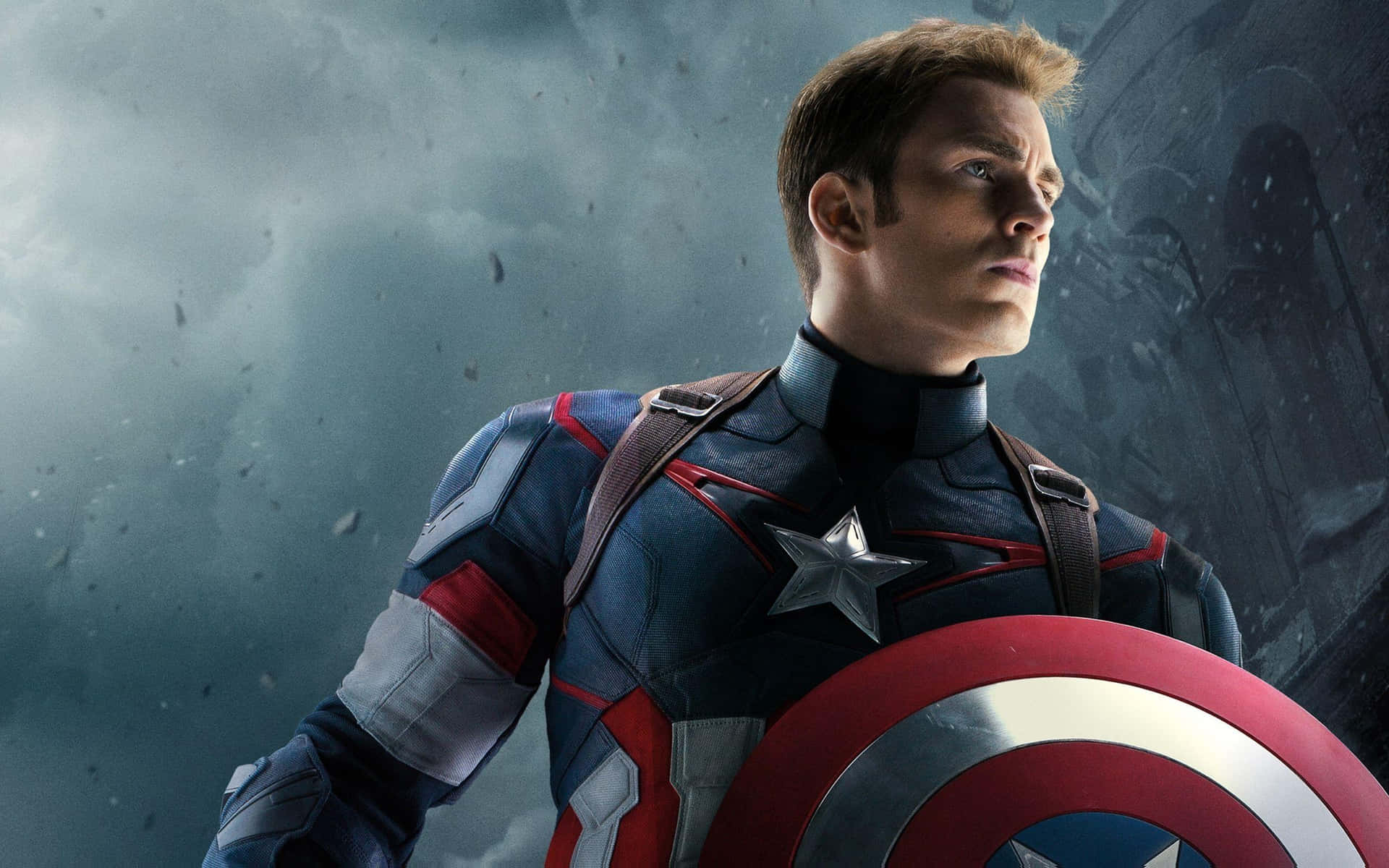 Træd ind i en verden af ​​handling med den magtfulde Captain America! Wallpaper