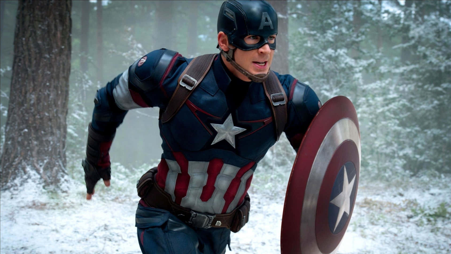 Marvel Logo with Captain America Shield Wallpaper