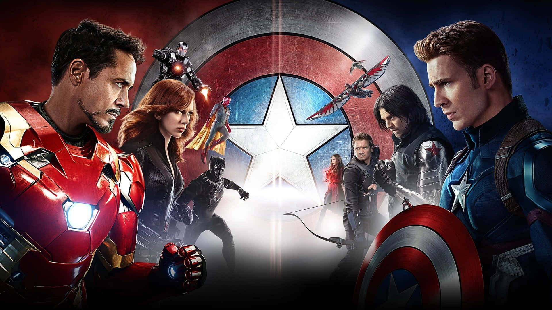 Dubbelskärmmed Civil War Captain America Som Bakgrundsbild. Wallpaper
