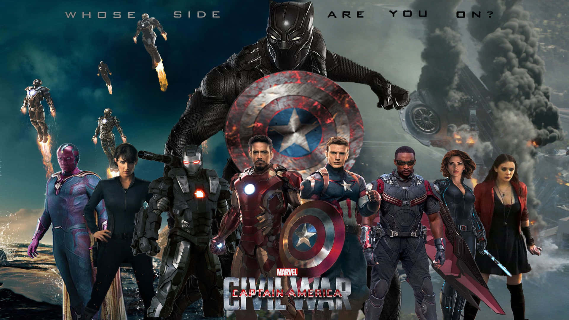 Capitánamérica Pantalla Dual Facciones De La Guerra Civil Fondo de pantalla