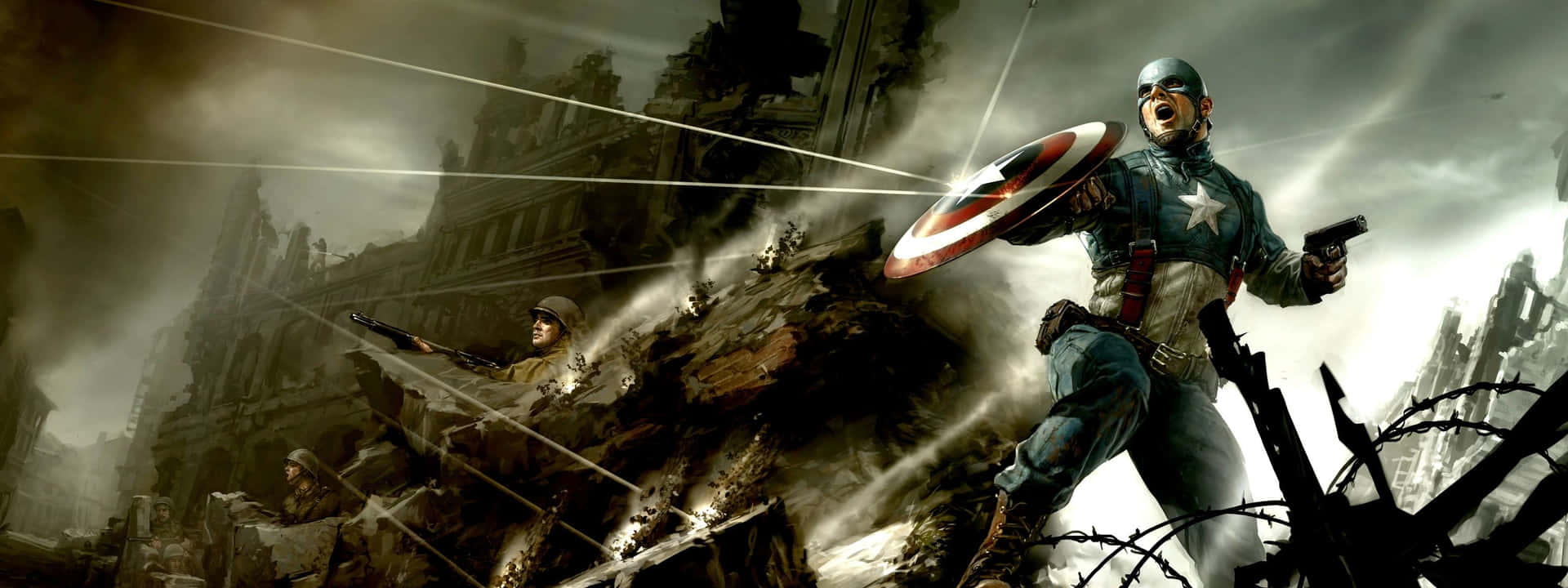 Capitánamérica Pantalla Dual La Película El Primer Vengador. Fondo de pantalla
