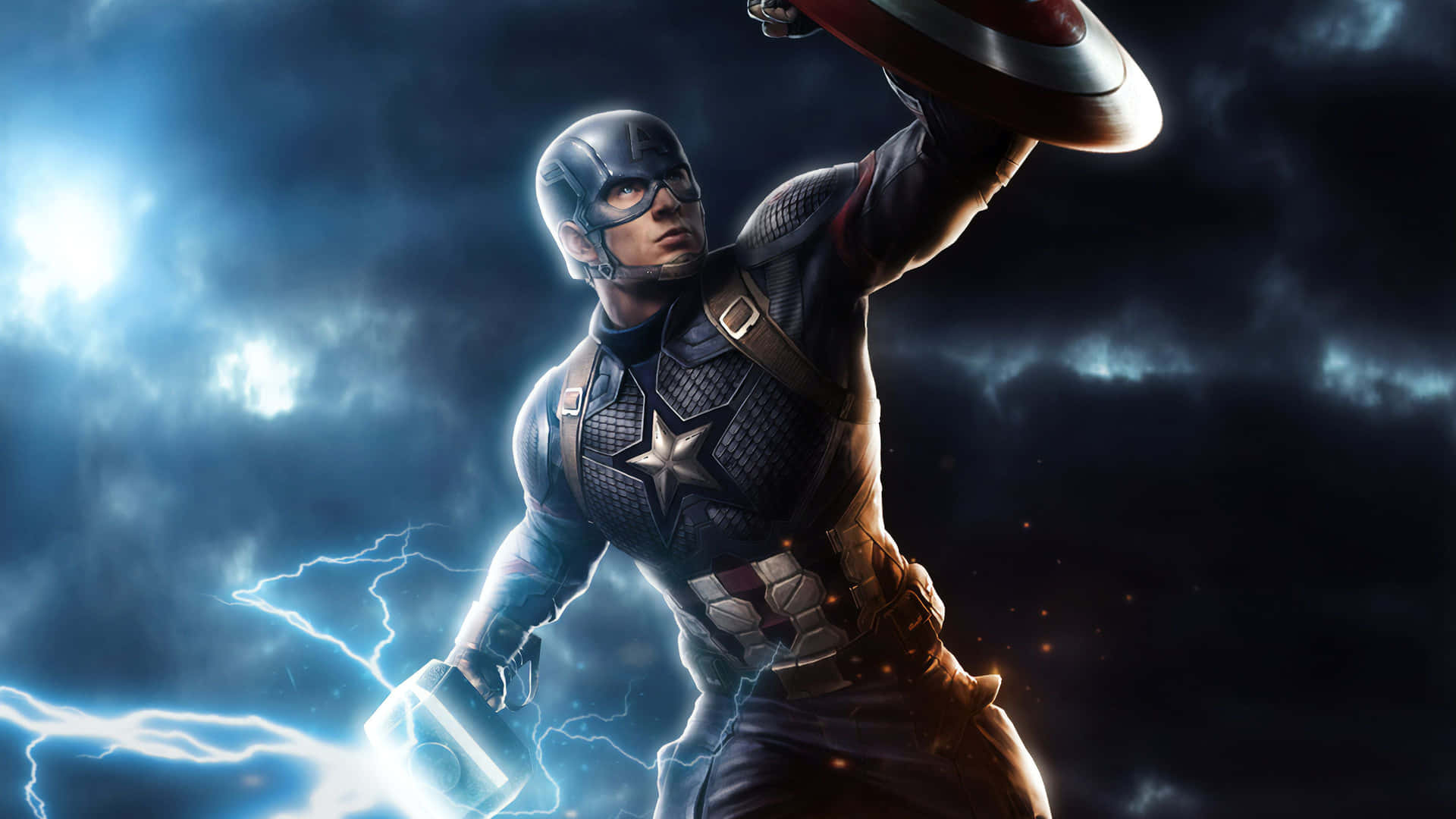 Unaincreíble Vista En Pantalla Dual De Captain America Fondo de pantalla