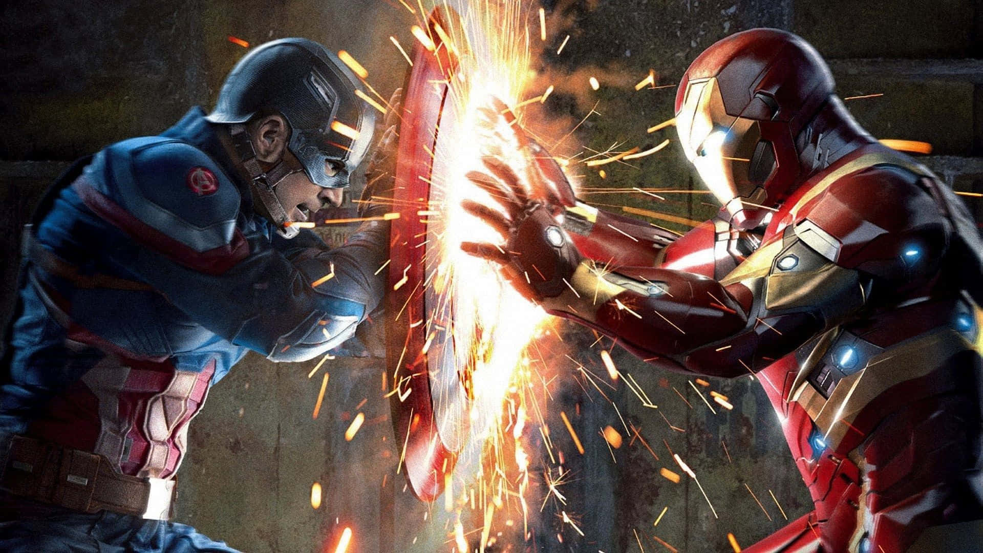 Civilwar Iron Man E Captain America Sfondo A Doppio Schermo Sfondo