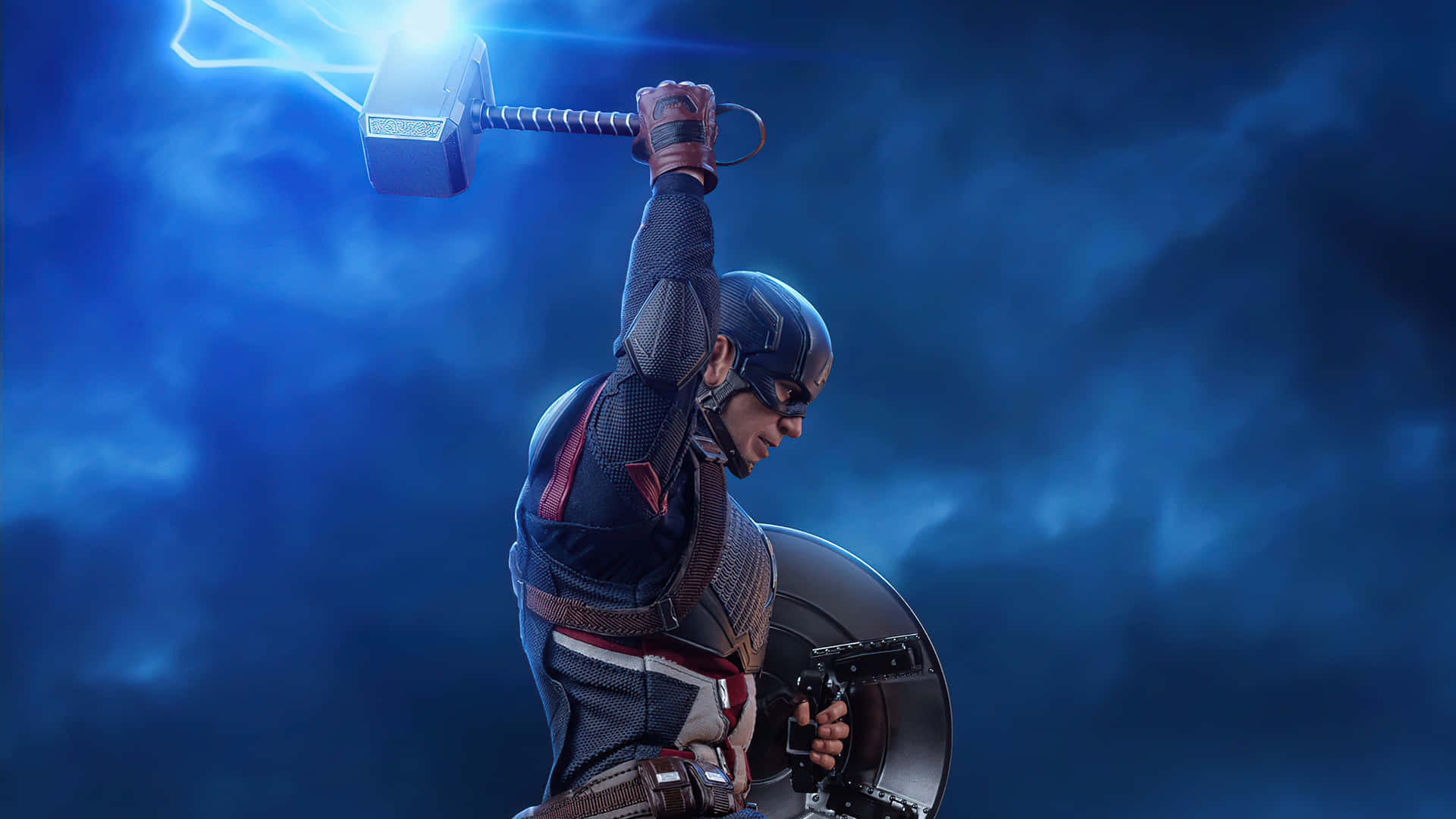"Unite the Heroes: Captain America rises to the challenge in Avengers: Endgame." Wallpaper