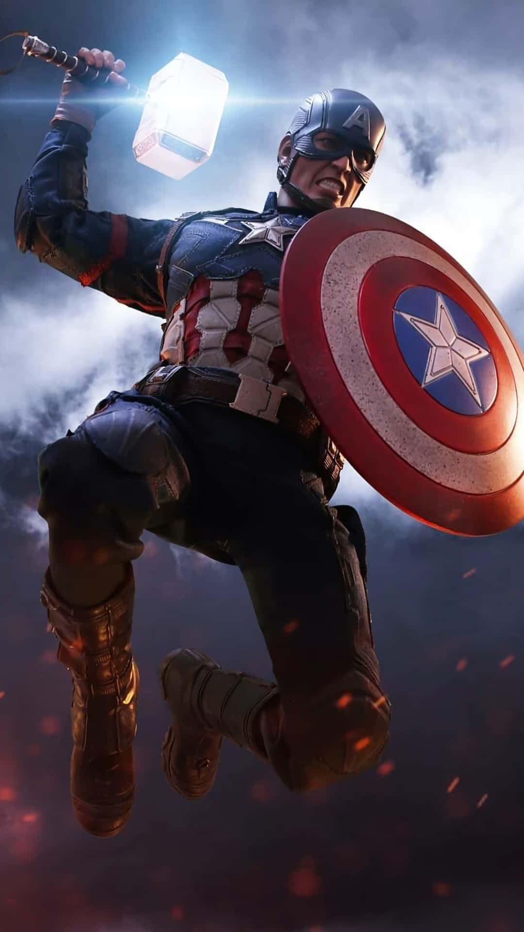 Erlebedie Volle Kraft Von Captain America In 'avengers: Endgame' Wallpaper