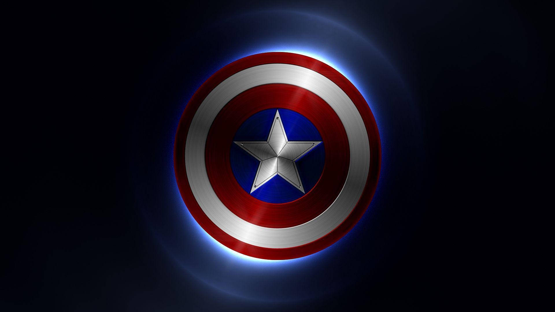Captain America Glowing Metal Shield Background