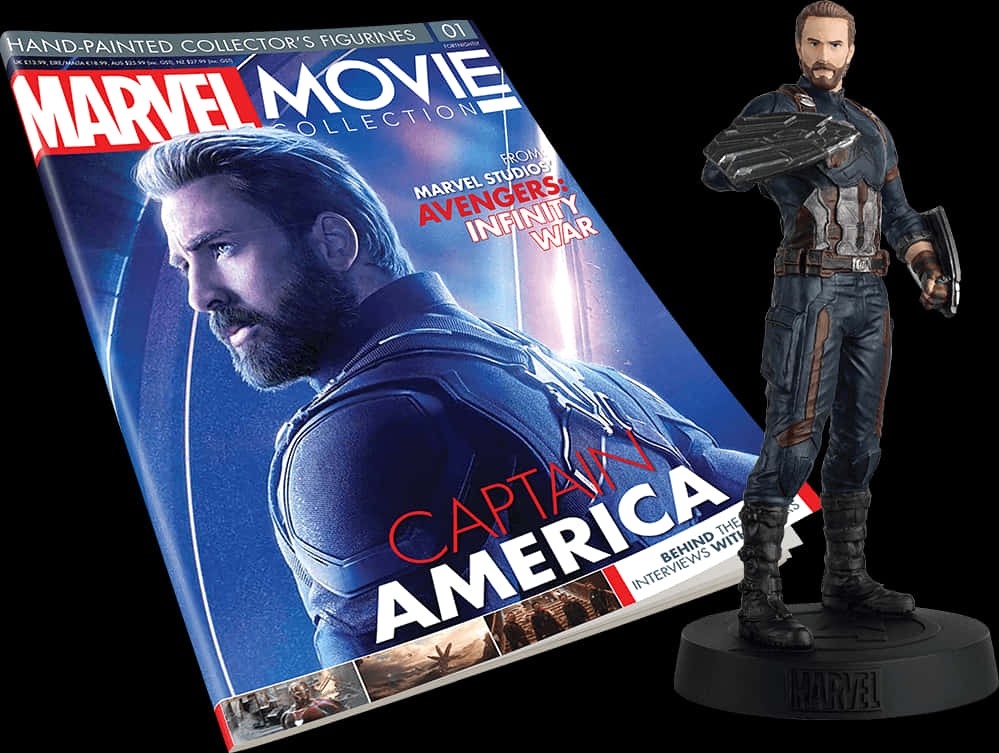 Captain America Infinity War Collectible Figureand Magazine PNG