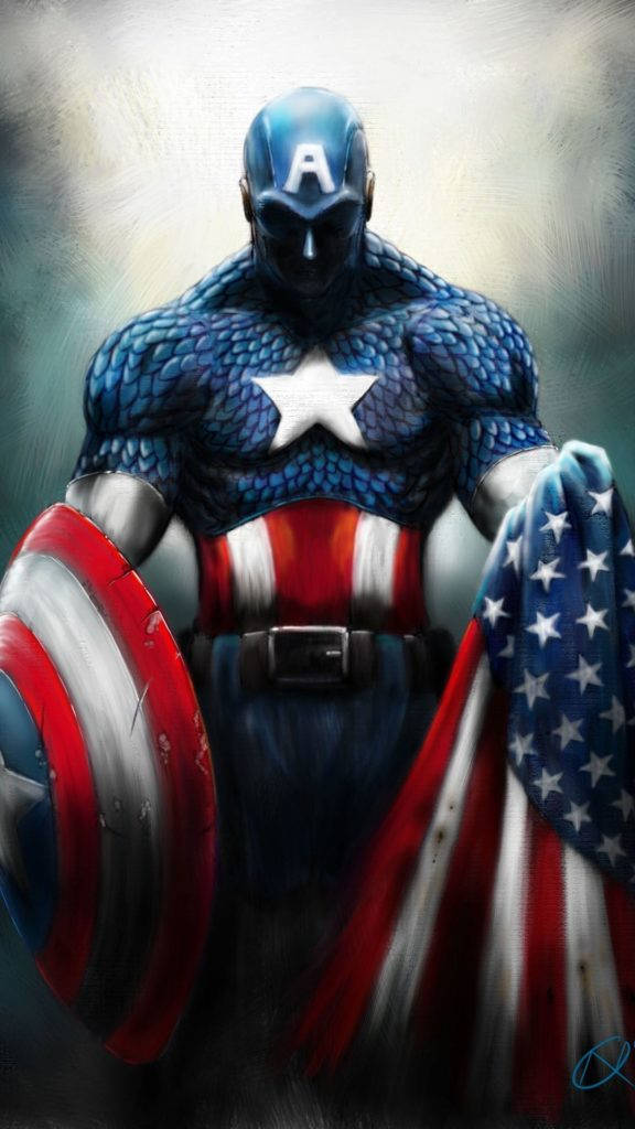 Captain America Iphone Flag Wallpaper