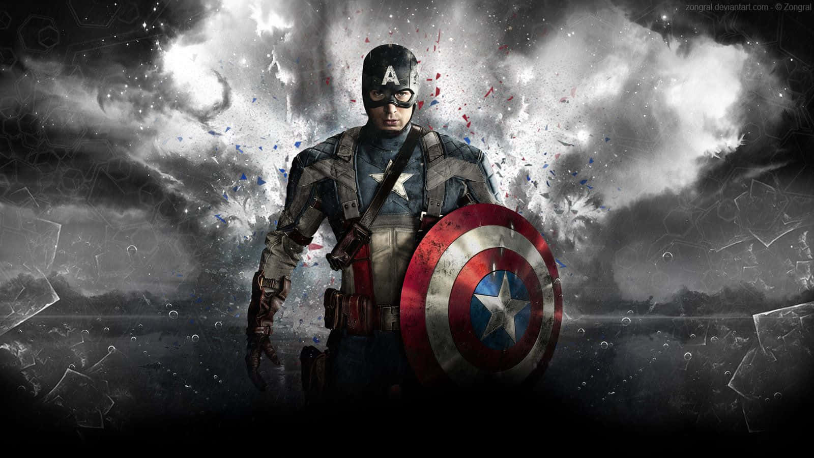 Join the Avengers with the iconic Captain America Logo Wallpaper