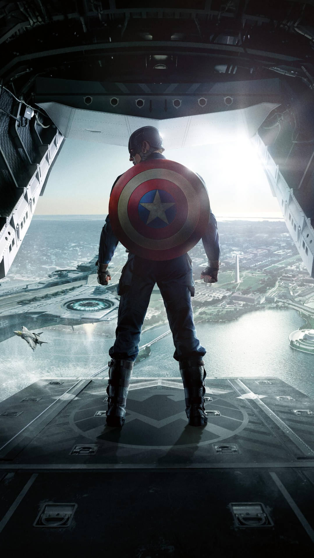 Capitánamérica Móvil A Punto De Saltar. Fondo de pantalla