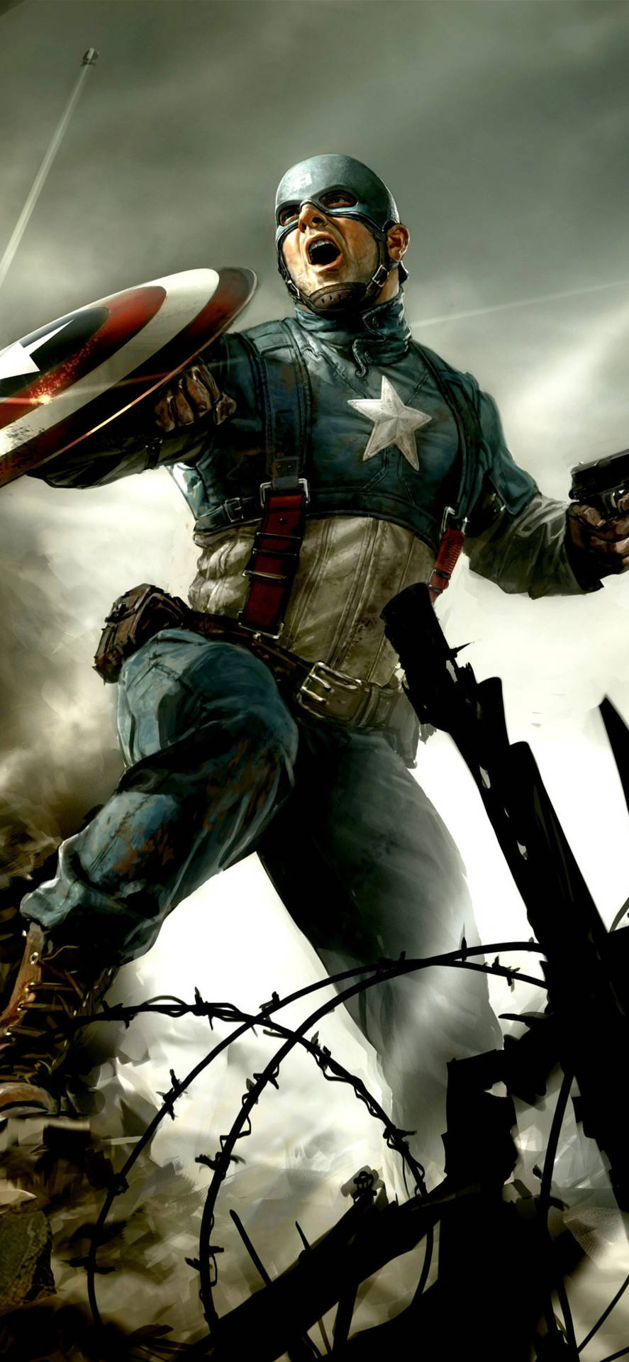Captain America Mobile Barbed Wire Background
