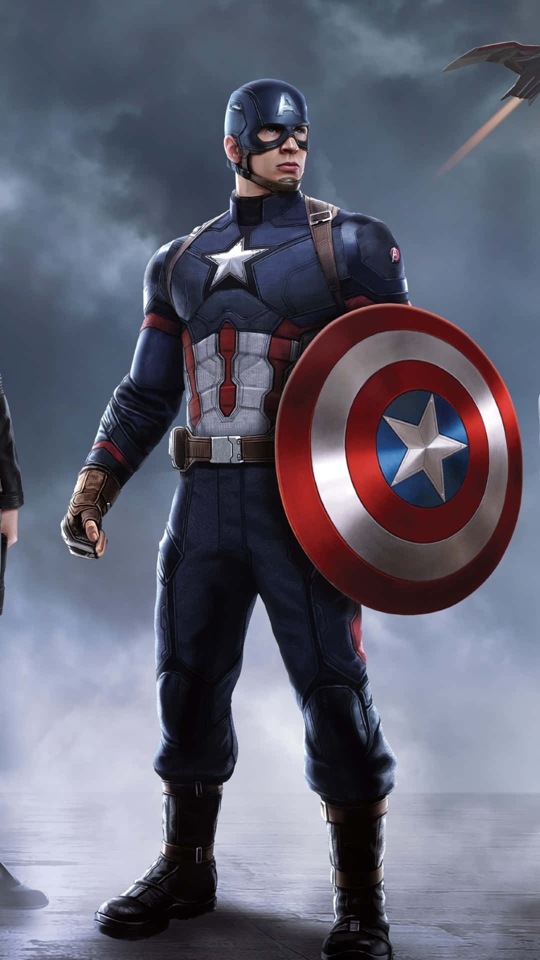 Immaginedi Captain America Che Si Erge Trionfante Come Simbolo Di Giustizia. Sfondo