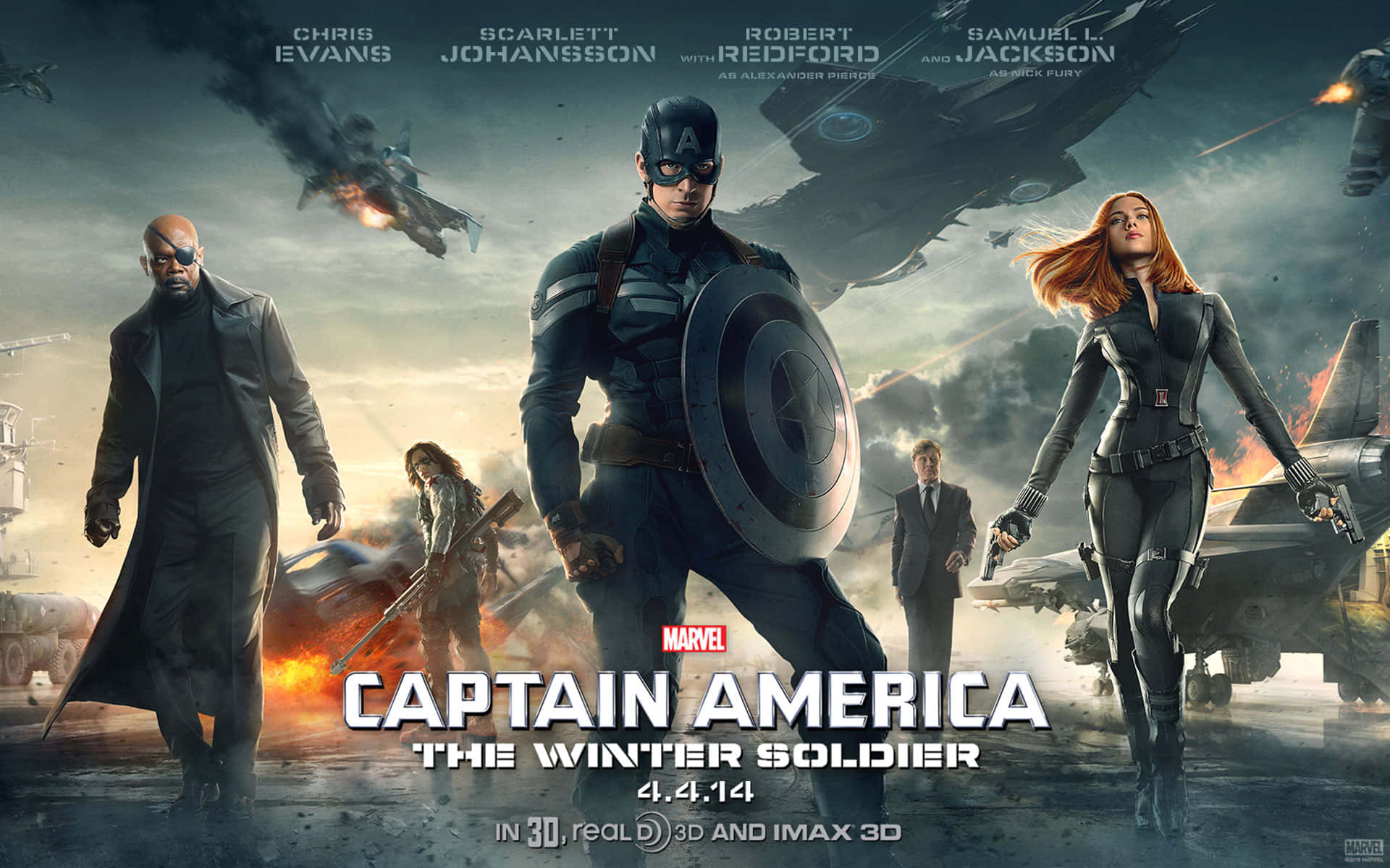Chris Evans As Captain America On The Big Screen Wallpaper