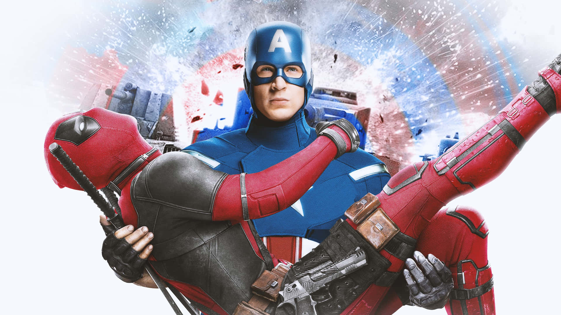 Películade Acción De Captain America Y Deadpool. Fondo de pantalla