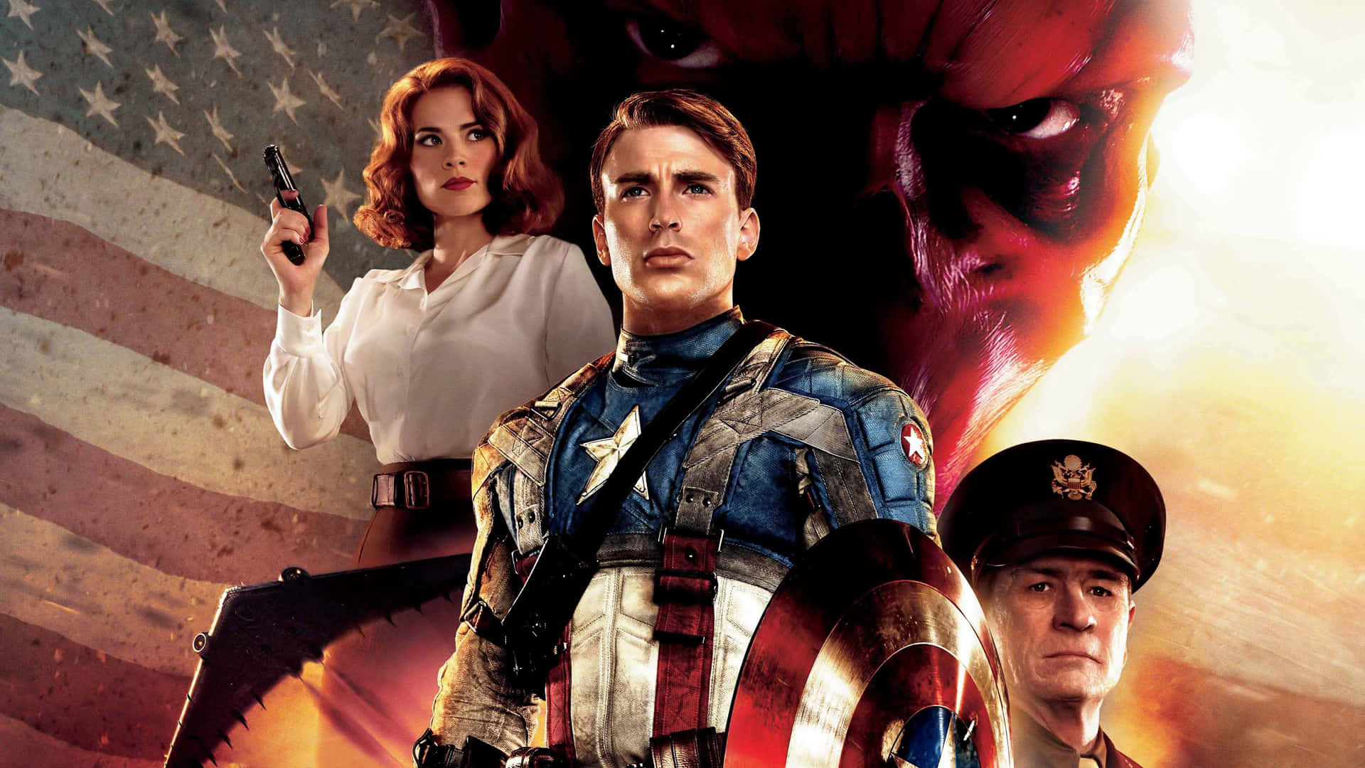 Klar til handling! Chris Evans som Captain America i det ikoniske Marvel-filmen Wallpaper