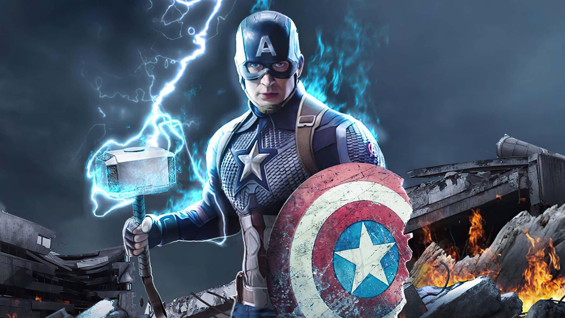 Captain America Movie Blue Lightning Power Wallpaper