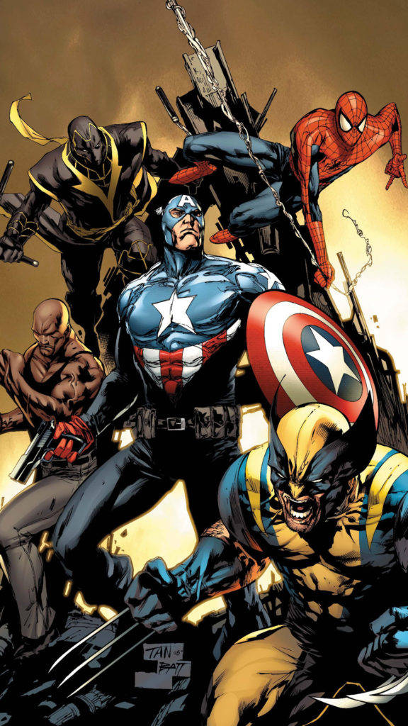 Captain America Og Wolverine Avengers Telefon Wallpaper