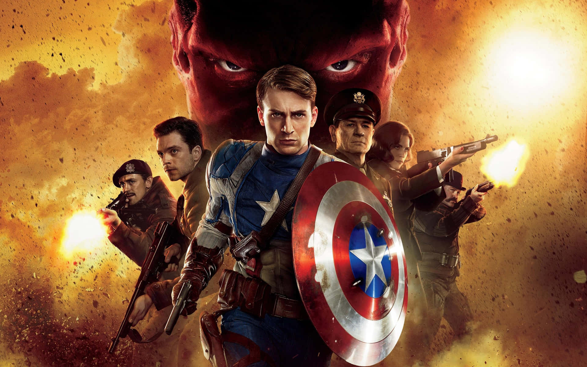 Captain America står stolt og klar til kamp.