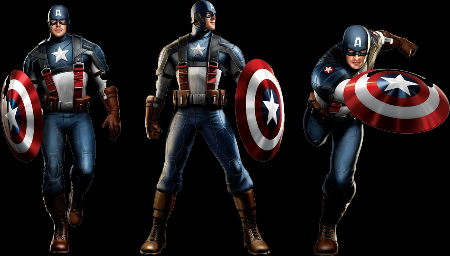 Captain America Poses Triptych PNG