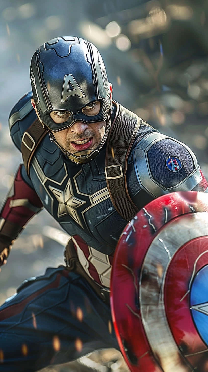 Captain America Klaar Voor Strijd Achtergrond