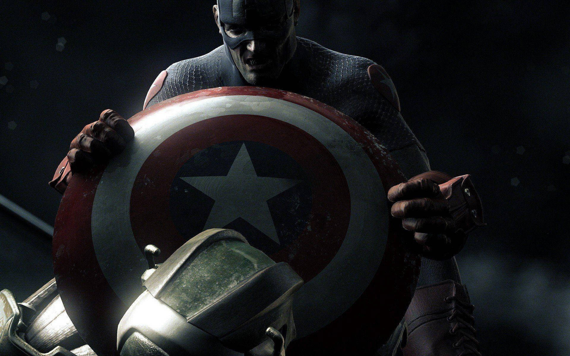 Captain America Skjold Mod Fjende Wallpaper