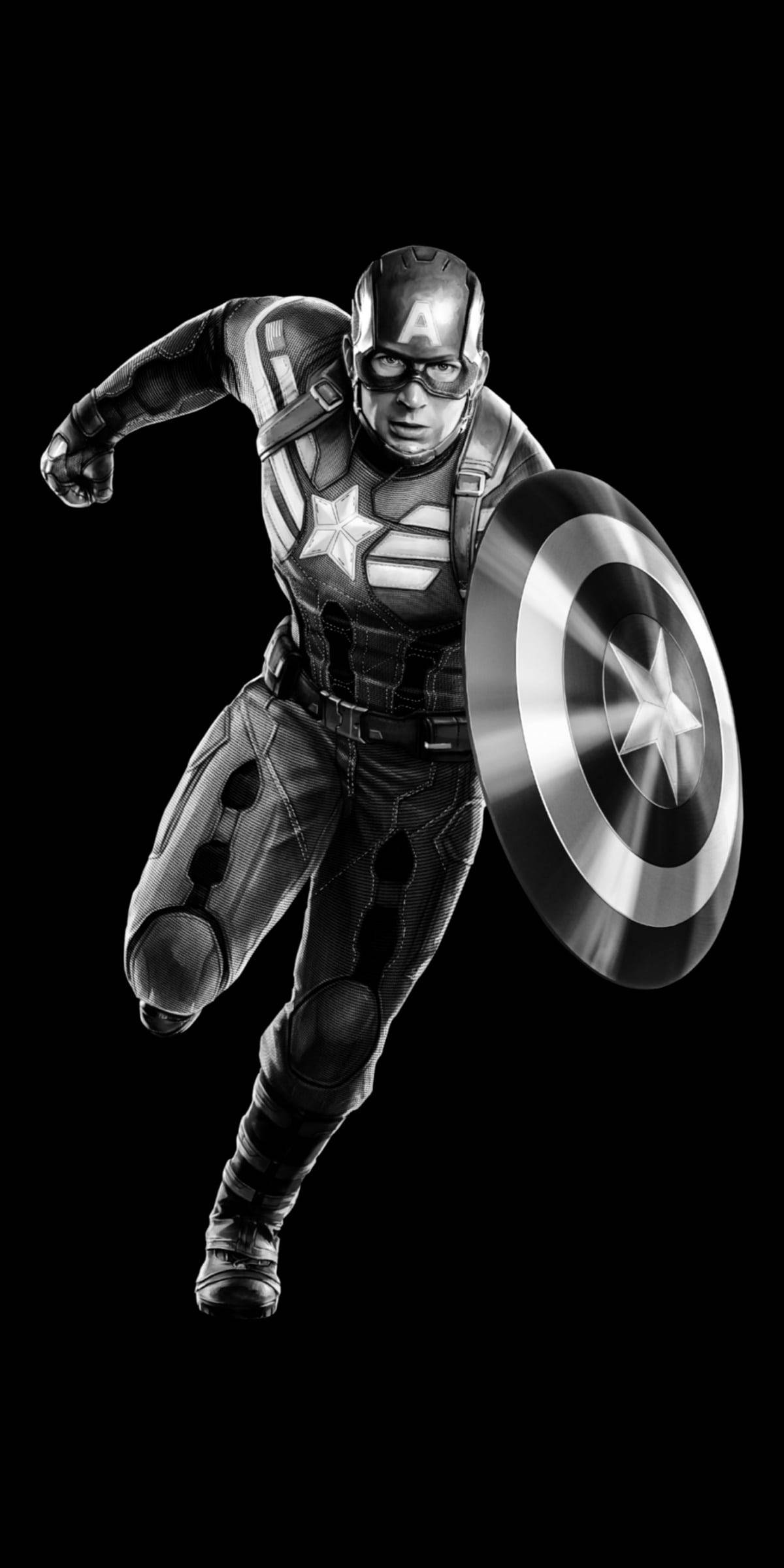 Captain America Shield iPhone Black And White Wallpaper
