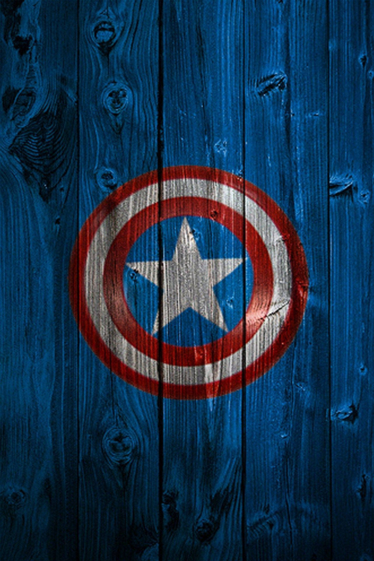 Captain America Shield Iphone Blue Aesthetic Wood Wallpaper