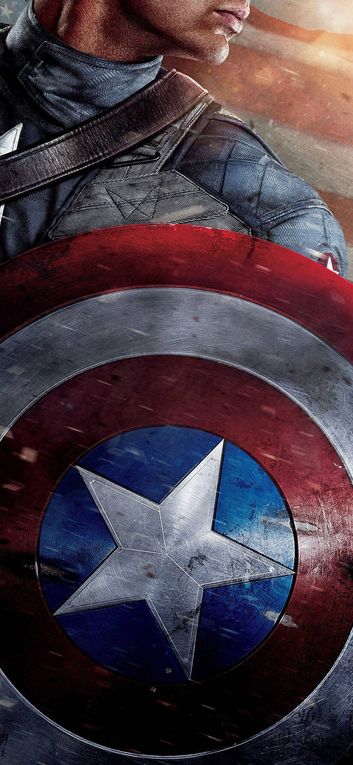 Escudodel Capitán América En Iphone En El Brazo. Fondo de pantalla