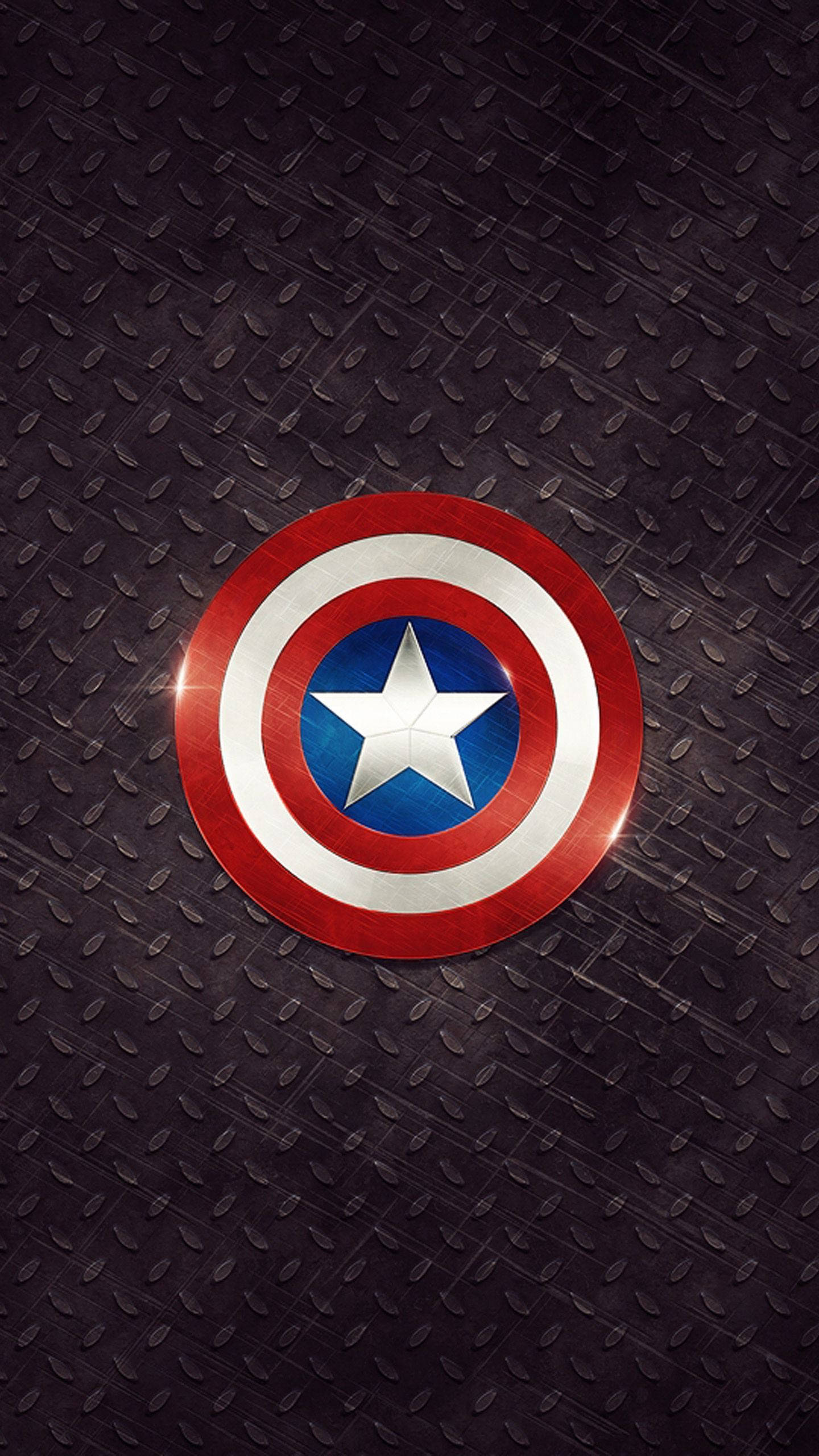 Captain America Shield Iphone On Steel Floor Wallpaper