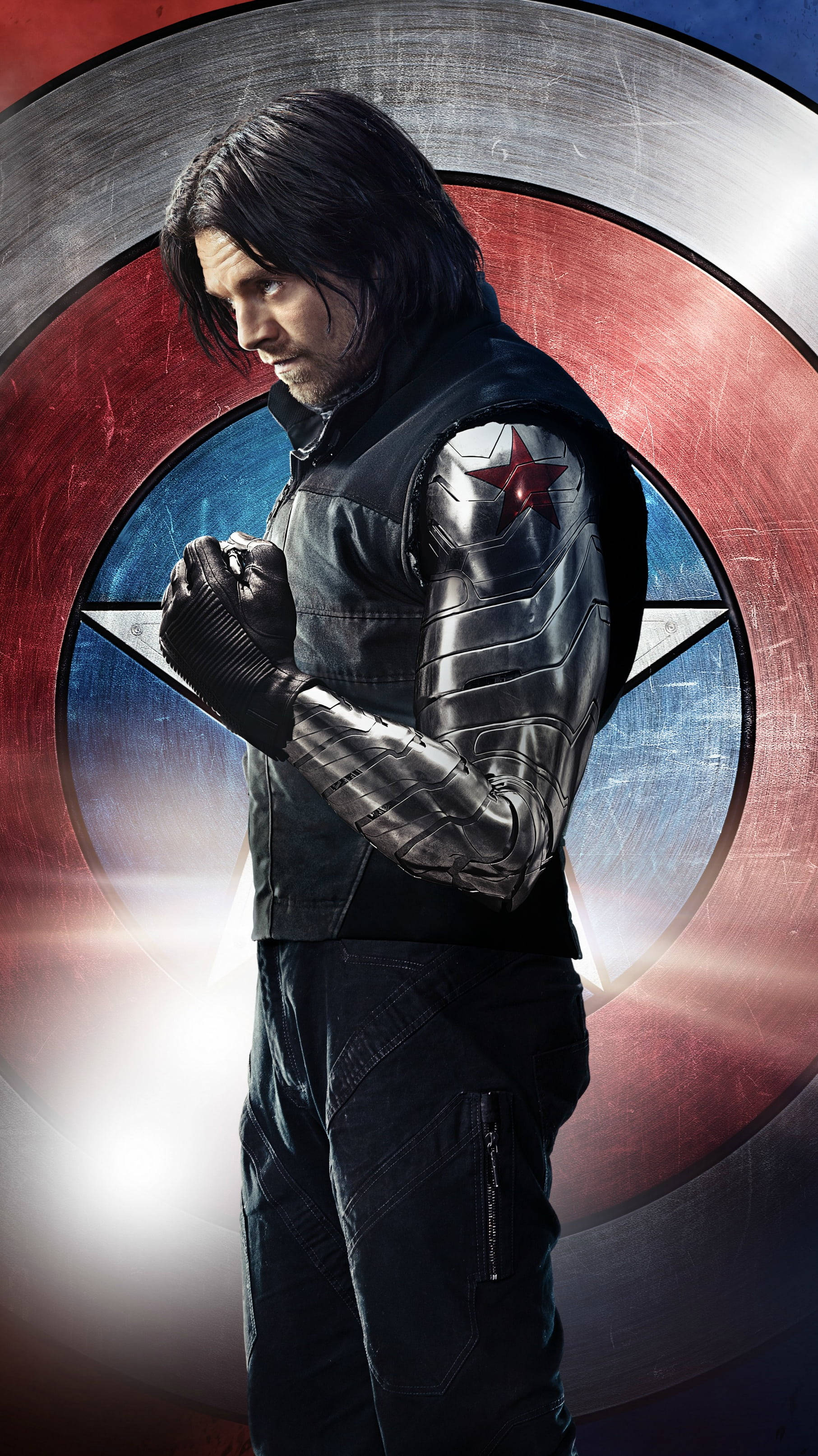 Captain America Shield iPhone Winter Soldier In Front Wallpaper
