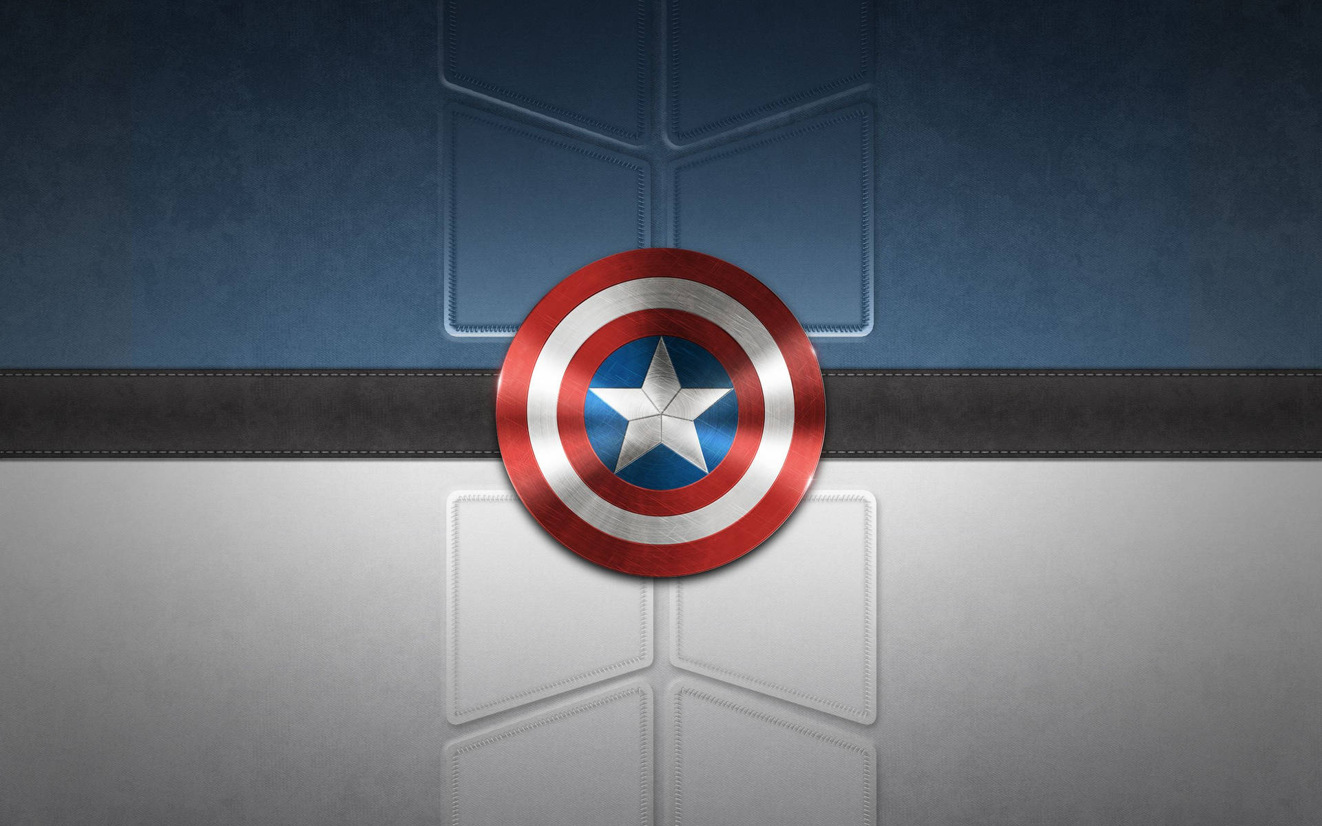 Captain America Shield Logo On Fabric Background