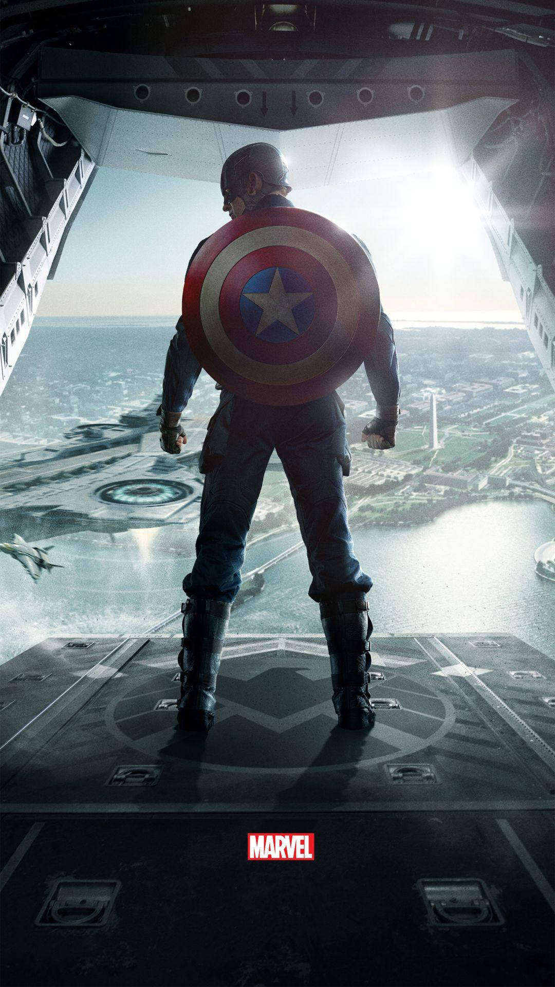 Escudode Capitán América En Un Avión. Fondo de pantalla