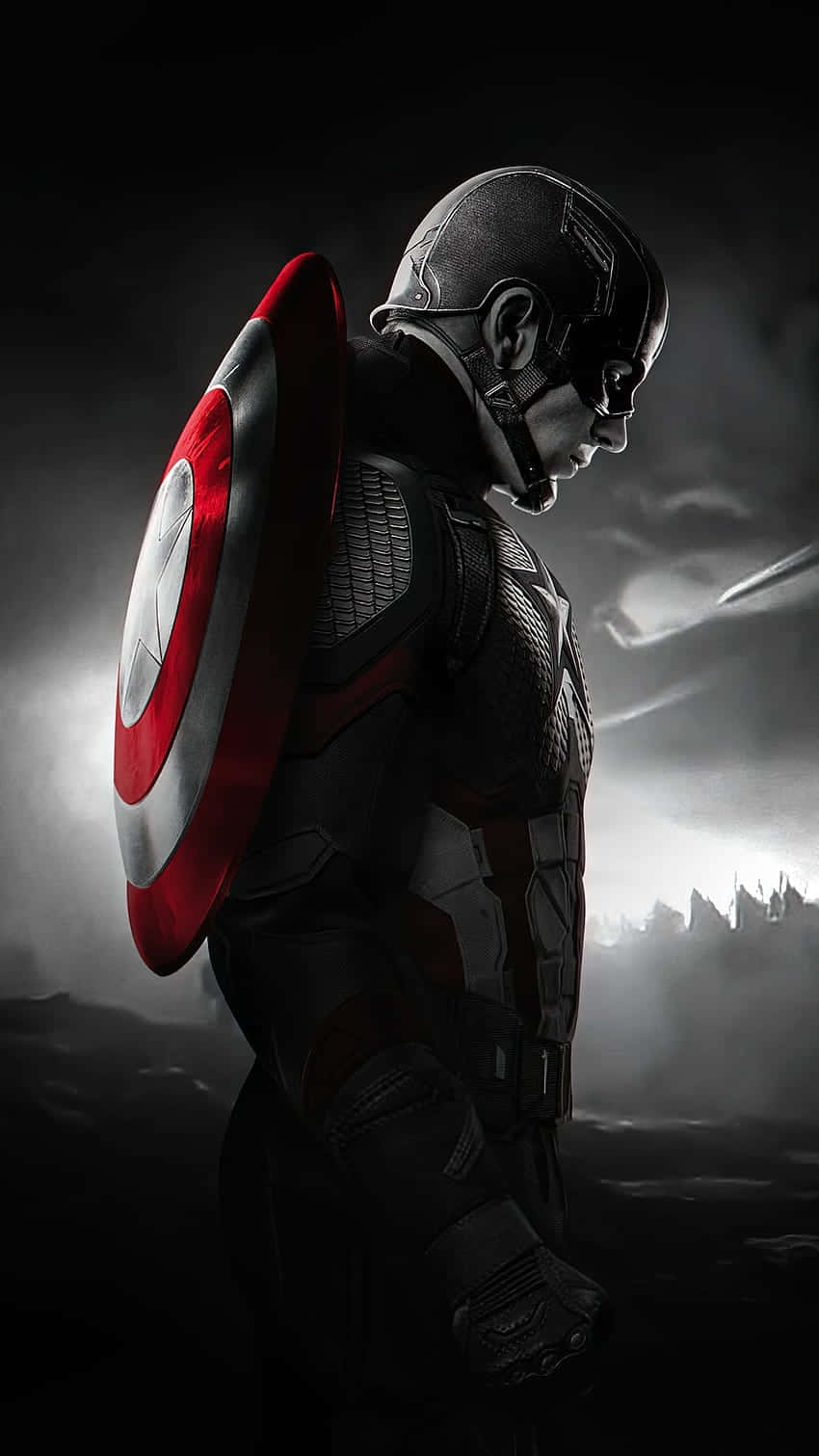 Captain America Side Profile With Shield Wallpaper