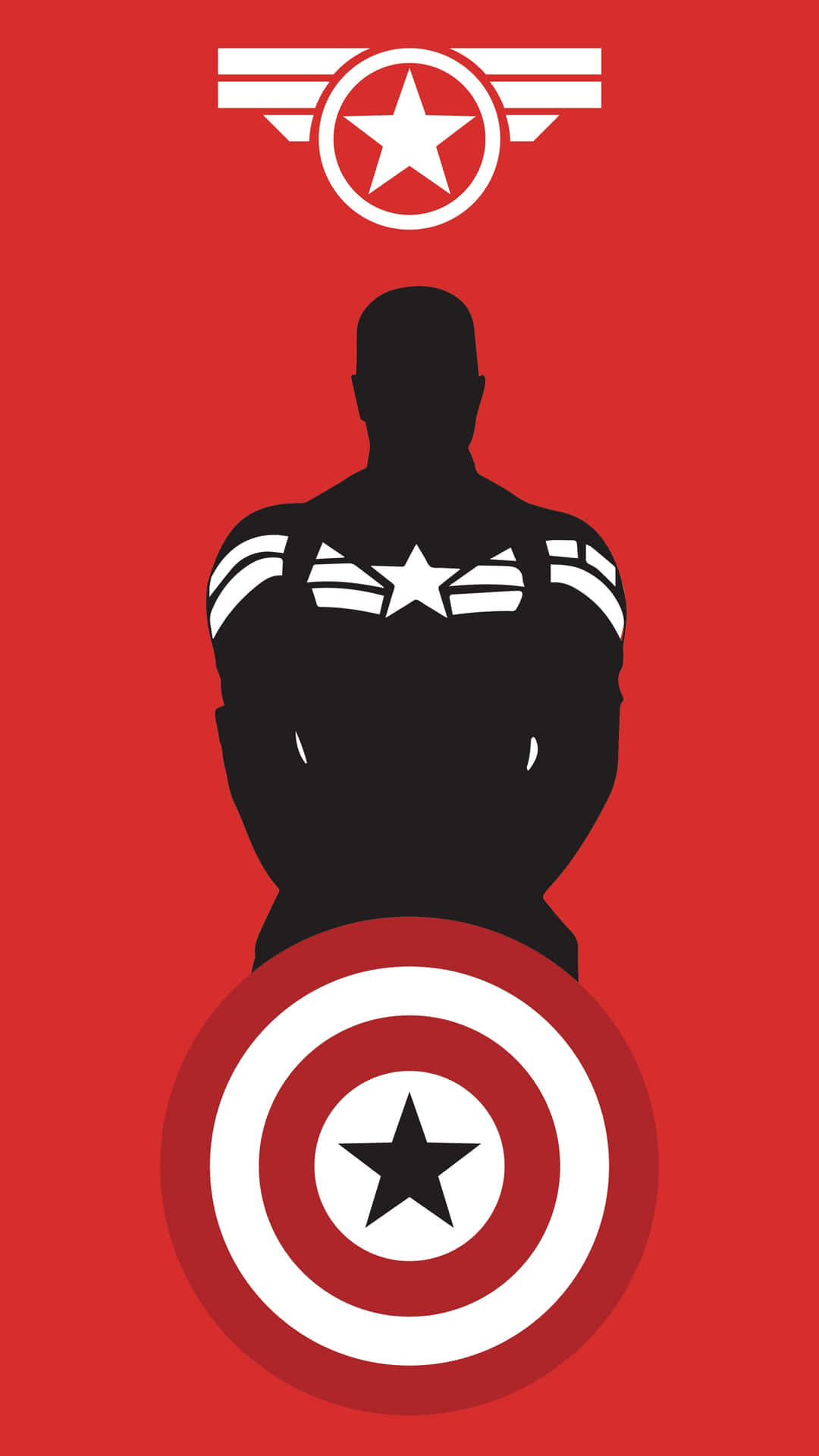 Captain America Silhouette Red Background Wallpaper