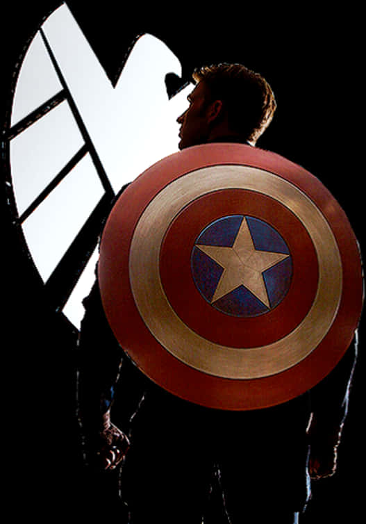 Captain America Silhouettewith Shield PNG