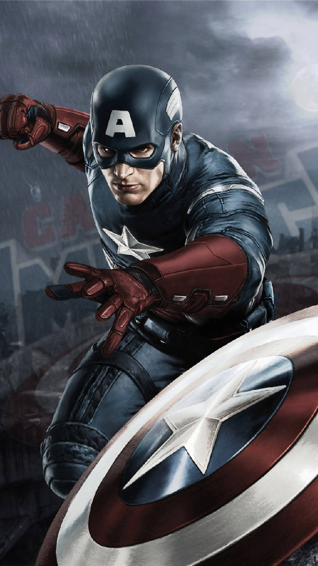 Captain America Superhero Shield Punch Attack Background